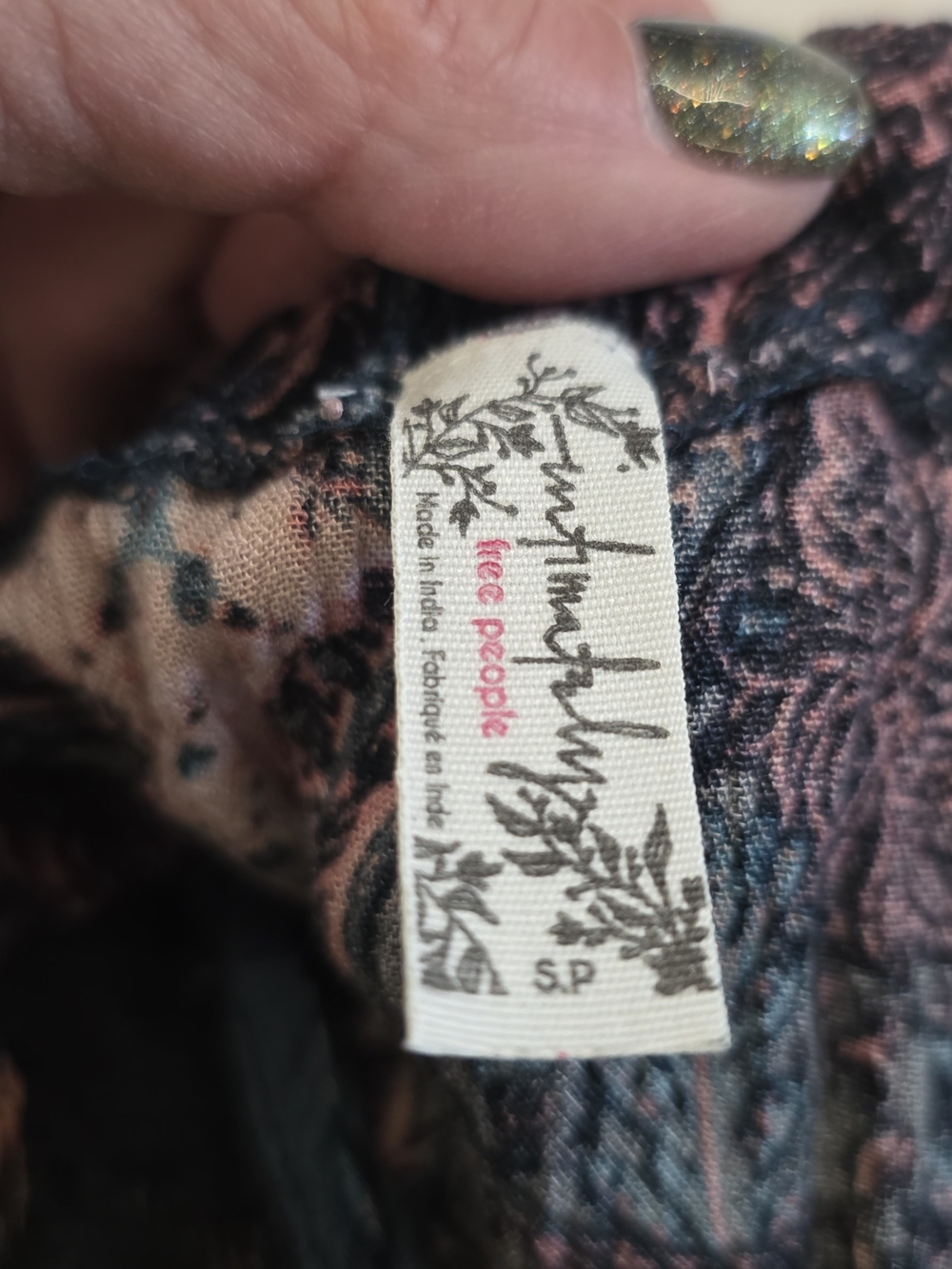 Free People Count Me In Trapeze Tunic Lace Boho Swing Top Black Combo S - Picture 6 of 10